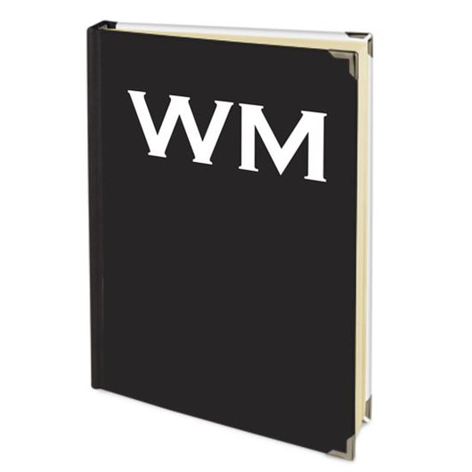 Personalised Satin Journal Black with White Initials Handbound In The UK