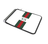 Personalised Luxury Macbook Pouch in White with Stripes