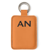 Personalised Luxury Nappa Leather Keyring. Orange