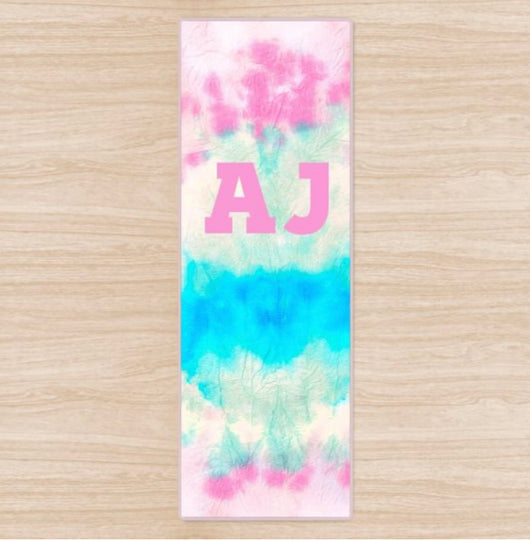 Personalised Yoga Mat Pastel Tie Dye Design with Initials