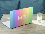 Personalised Hardshell MacBook Rainbow Design with White Initials or Name