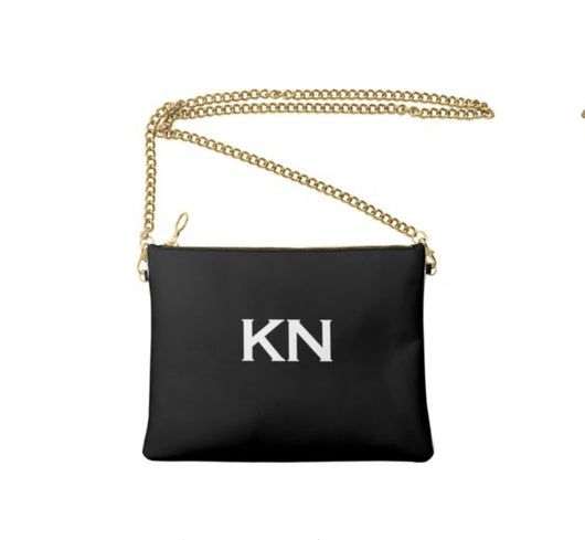 Personalised Luxury Nappa Leather Crossbody Bag Black