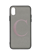 Silver Grey Personalised Saffiano Leather Phone Case with Contrasting Bumper