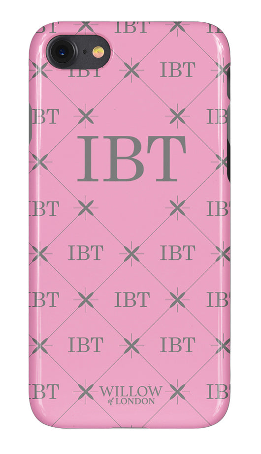 Gloss Pink with Multi Grey Initial Pattern
