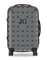 Personalised Suitcase Grey with Multi Black Initials
