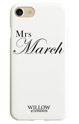 Gloss White ' Mrs ' with full surname and Copperplate style font