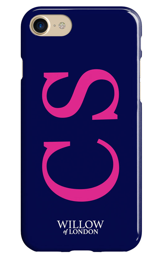 Gloss Navy with Hot Pink Side Initial