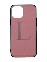 Rose Pink Personalised Saffiano Leather Phone Case with Contrasting Bumper
