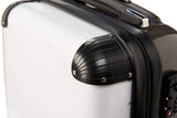 Personalised Suitcase Black with White Stripes and Matching Initials