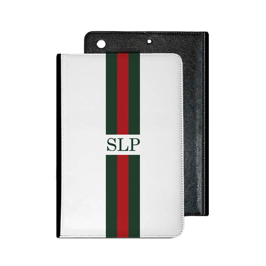 Red and Green Striped Initials IPad Case