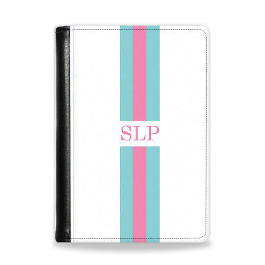 Personalised Passport Wallet Jade and Pink with Initials