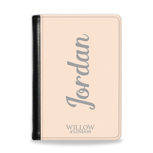 Personalised Passport Wallet Peach With Grey Initials