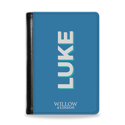 Personalised Passport Wallet Blue With Silver Initials