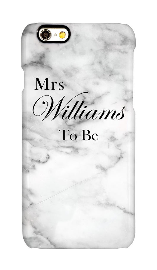 White Marble Effect ' Mrs ' with full surname and 'To Be'