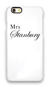 Gloss White ' Mrs ' with full surname and Copperplate style font