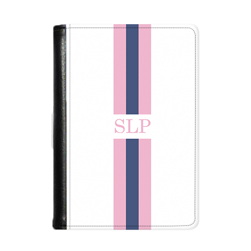 Personalised Passport Wallet Pink and Blue Striped with Initials