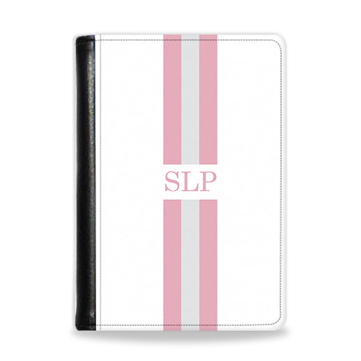 Personalised Passport Wallet Pink and Grey with Initials