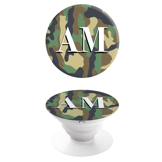 Popgrip Green Camouflage with White Initials