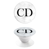 Popgrip White Marble effect with Black Initials
