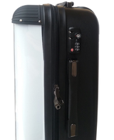 Personalised Suitcase Dark Grey with Orange and Pale Grey Stripes