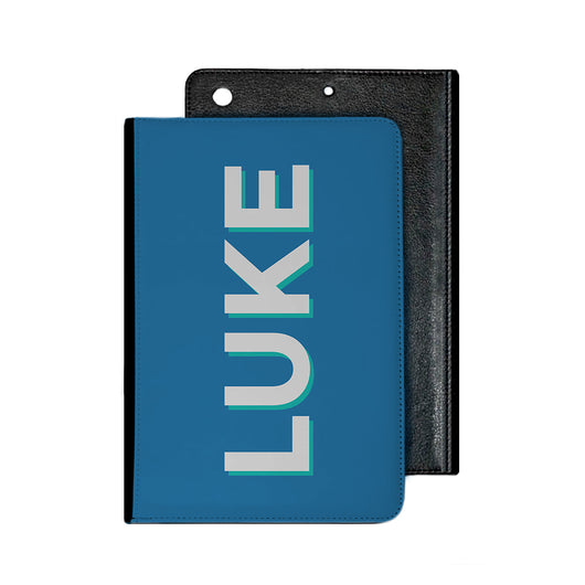 Blue With Silver Grey Initials and Green Shadow Tablet Cover