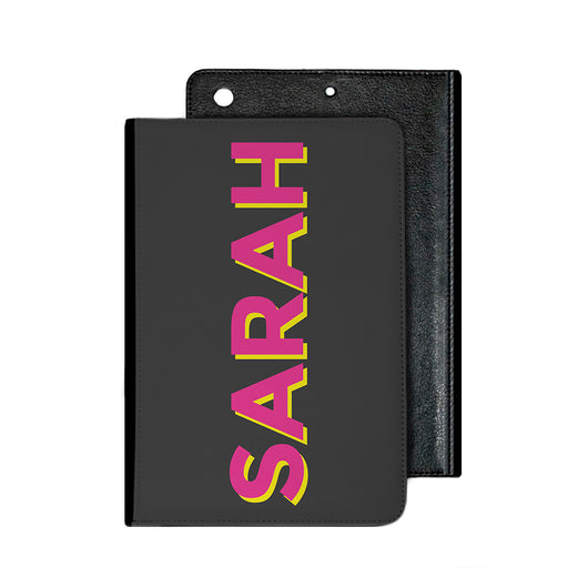 Charcoal Grey With Hot Pink Initials and Yellow Shadow Tablet Cover